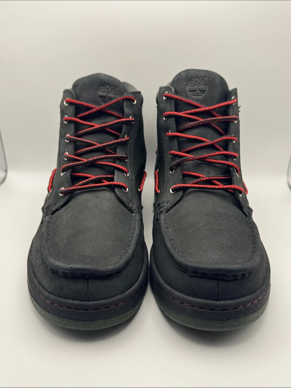 Timberland Men's Mid Hiking Boots Black Leather Red Olive 31577 5722 Size 9M